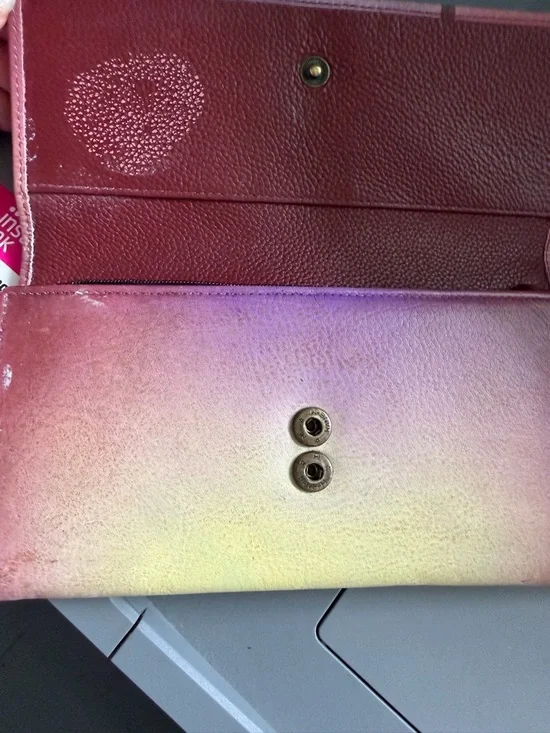 Anuschka Hand-Painted Hummingbird Floral Wallet in Pink Yellow Leather - Picture 5 of 10